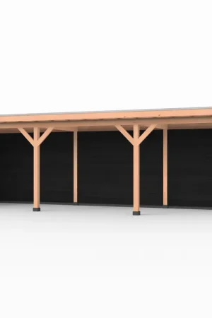 Hete Deal Douglas overkapping, 900 x 250, met zwarte achterwand en zijwand, Westwood Comfort